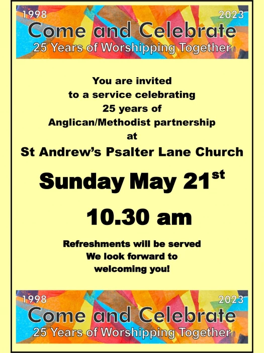 record 5225th anniversary celebration service of holy communion and buffet lunch