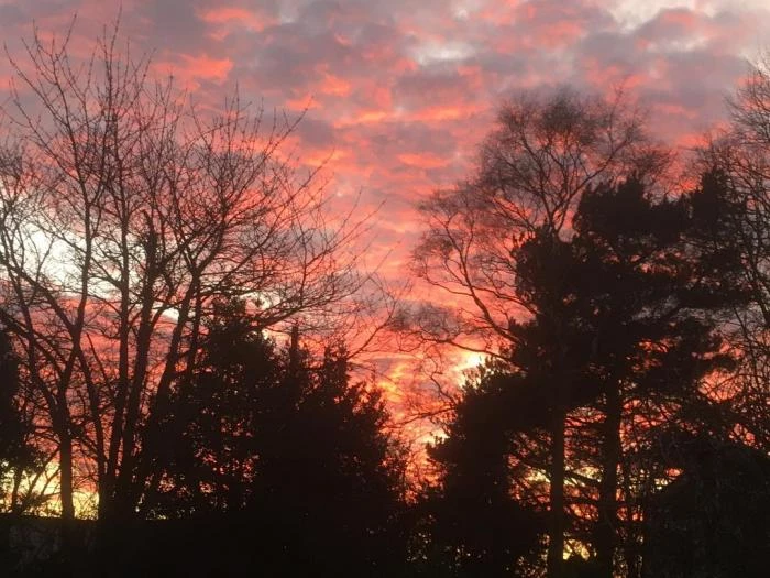 red sky at sunset