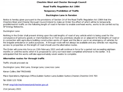 road closure farndon1