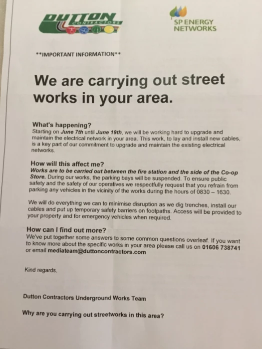 road works by the coop