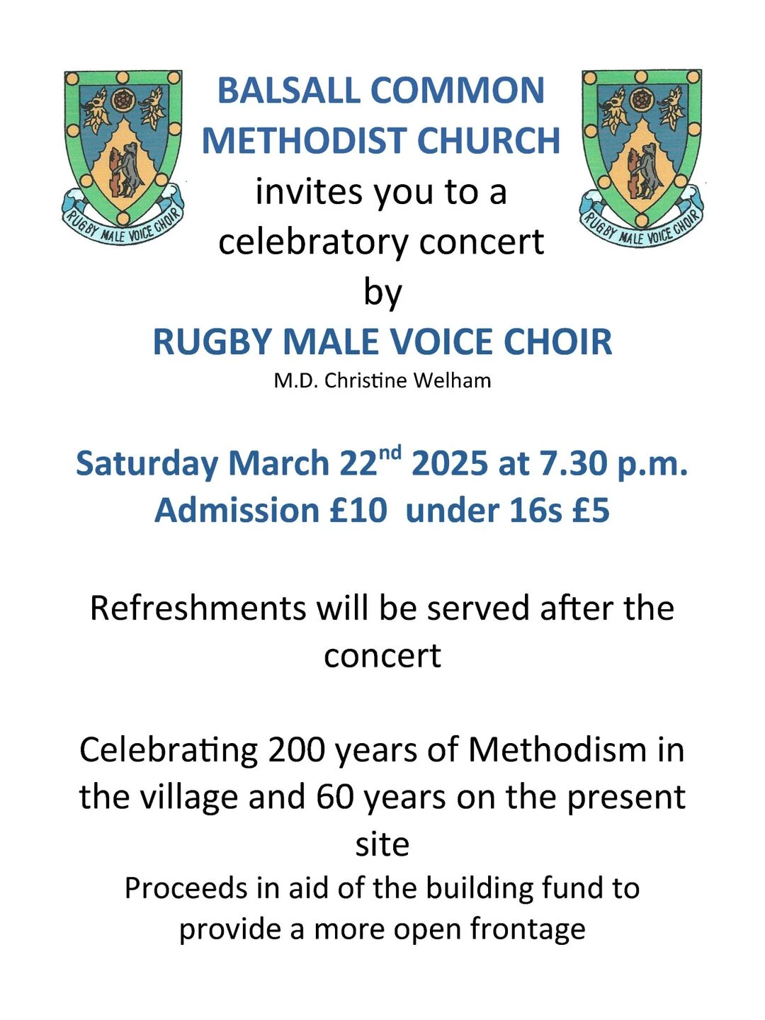 rugby male voice choir 22nd march 2025