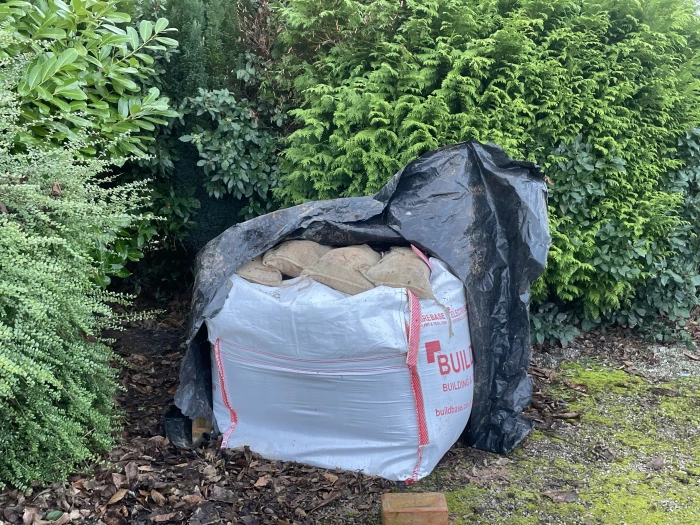 sandbags at the village hall