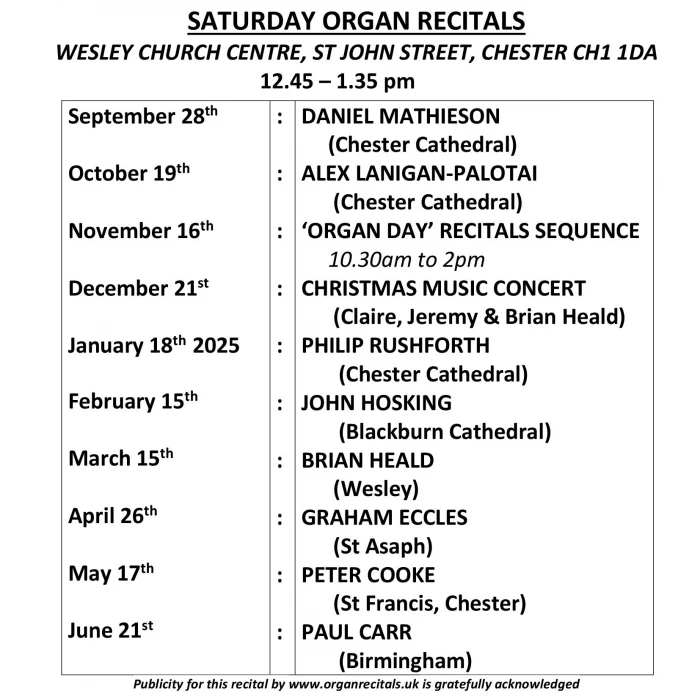 saturday organ recitals