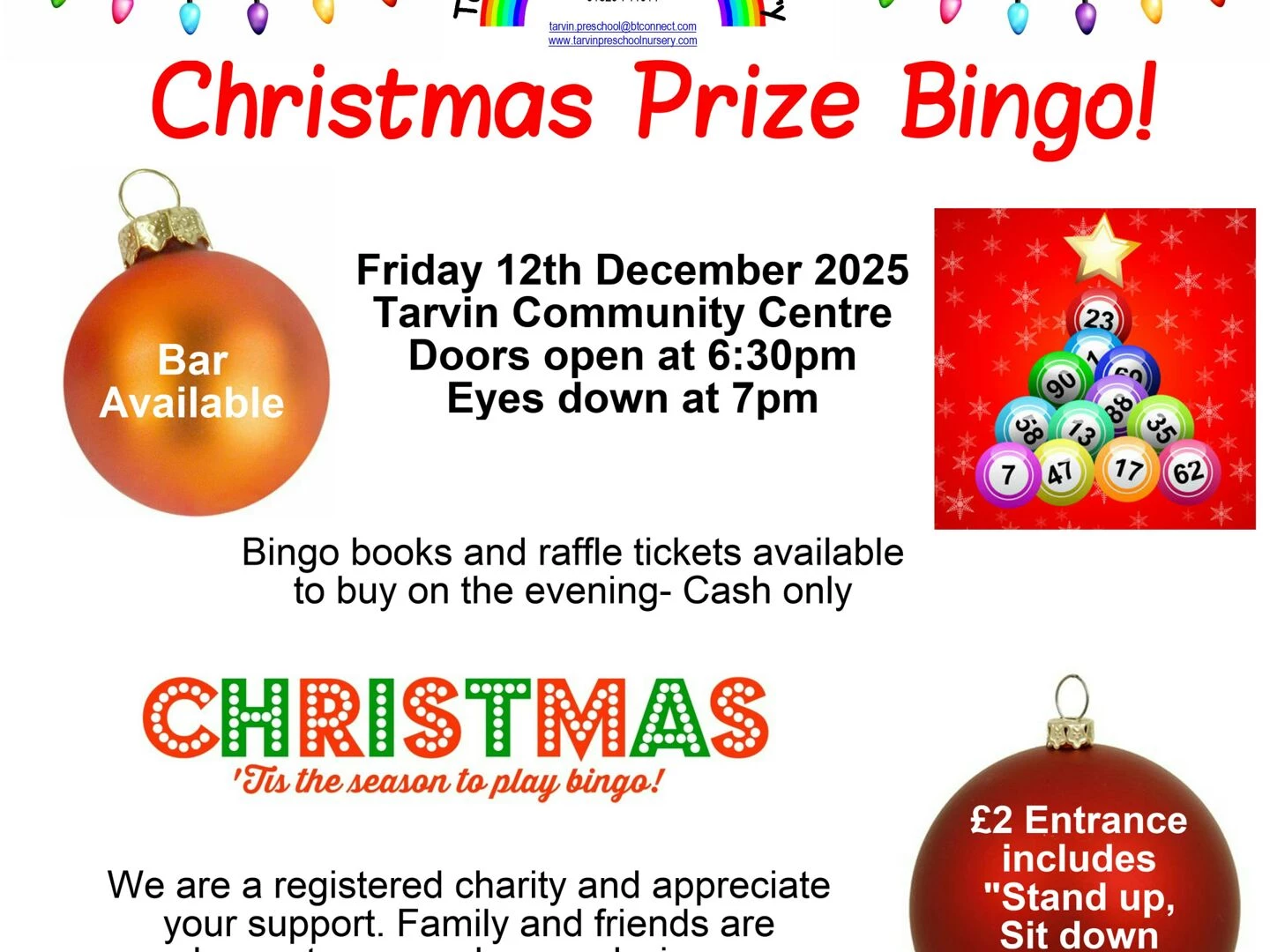 tarvin preschool bingo christmas 2025