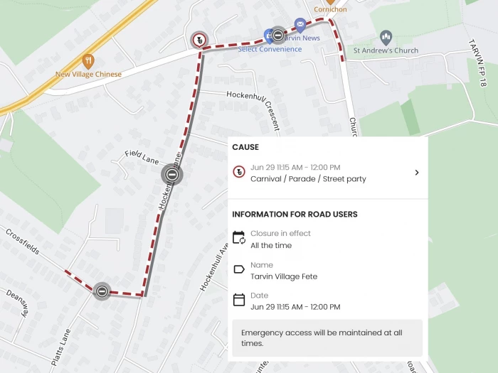 tarvin summer fete 2024 road closure