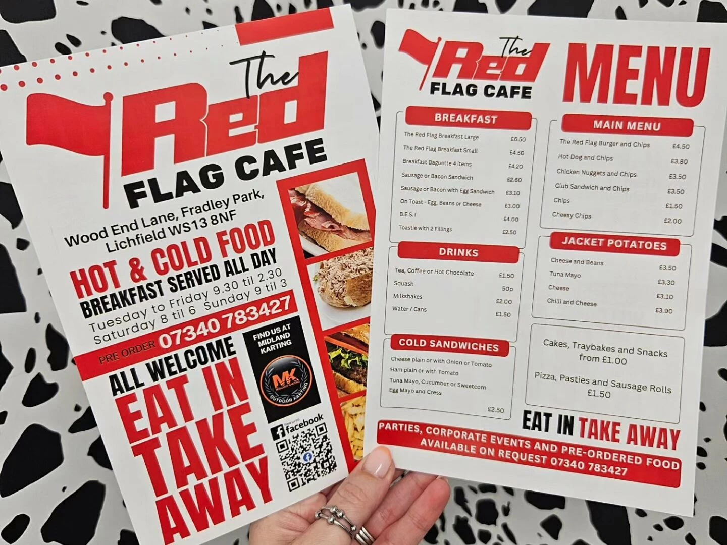 the red flag cafe menus a5 170gsm silk