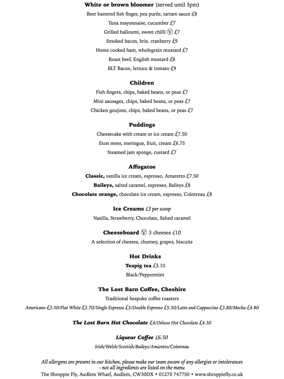 the shroppie fly menu  page 2