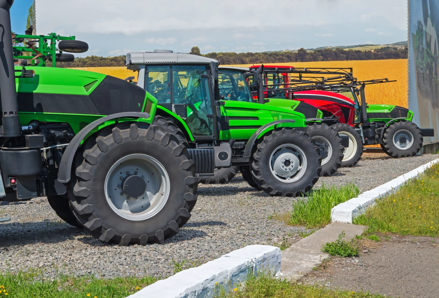 tractors lined up at show