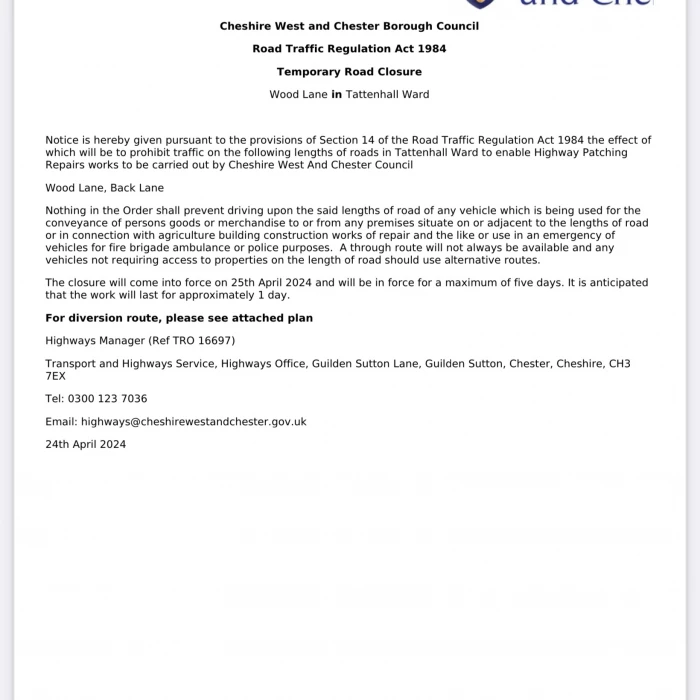 wood lane closure